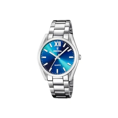 Imagen de Festina F20622 Boyfriend Reloj para Mujer con Caja de Acero Inoxidable 316l Plateado y Correa Plateado, Turquesa, Pulsera