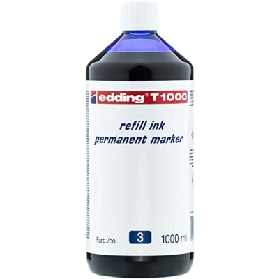 Imagen de edding T 1000 marcador permanente de tinta recambio azul ml con sistema dispensador gotas, para rellenar rápidamente casi todos los marcadores permanentes