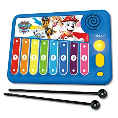 Imagen de Lexibook, Paw Patrol, Xylofun xilófono electrónico y Educativo para niños, Juego Musical de Juguete, 8 Teclas, guía luz, 2 mazos incluidos, Azul, K340PA