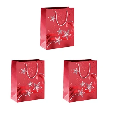Imagen de SIGEL GT108 Bolsa para pequeñas, Wave, con estampación en caliente roja y blanca, papel, 210 g, 175x230x100 mm, 3 unds.