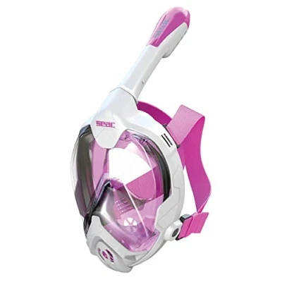 Imagen de Seac Magica, máscara de Snorkel Integral, Anti Vaho, Válvula Purga y Estanco, Blanco/Rosa, S/M
