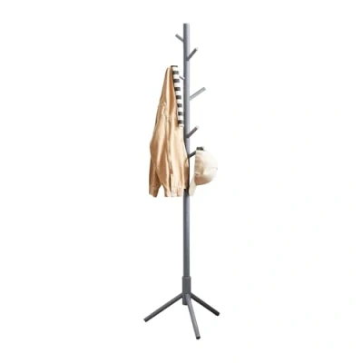 Imagen de VASAGLE Perchero, Perchero de Madera Maciza, en Forma Árbol, 8 Ganchos, 3 Alturas Ajustables, para Ropa, Sombrero y Bolso, Salón, Dormitorio Oficina, Gris RCR04GY