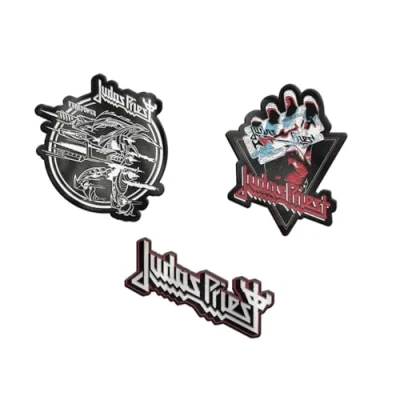 Imagen de Parches ropa Termoadhesivos Judas Priest SET de 3 Pegatinas para la Accesorio mochila militar, crossfit, disfraz rockero Merchandising oficial