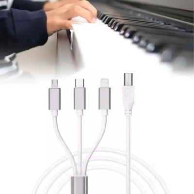 Imagen de cable USB C a B midi 3 en 1: OTG de 1 m tipo impresora para iPhone, iOS, controlador instrumentos musicales, interfaz audio, teclado (blanco)