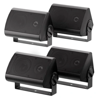 Imagen de Herdio Altavoces para Exteriores de 4 Pulgadas con Graves Potentes, Altavoz Montaje en Pared Impermeable, Durabilidad Todo Tipo Clima Patio, Fiesta casa 400 W (2 Pares, Negro)
