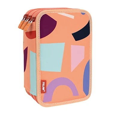Imagen de MILAN® Plumier 3 pisos con contenido serie especial Fun Animals naranja