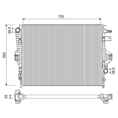 Imagen de VALEO 701225 Radiador, refrigeración del motor Aluminio 703 550 32 Aletas soldadas