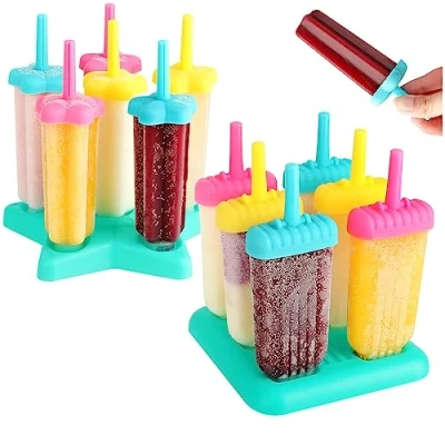Imagen de COM FOUR® 2x molde de helado para 12 porciones en un palito moldes hielo agua colores brillantes [la selección varía] (12x 50/65ml)