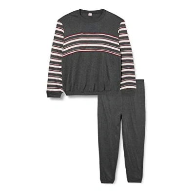 Imagen de Damart Pijama de Forro Polar Thermolactyl, Manga Larga, Gris, Diseño Rayas, M para Hombre