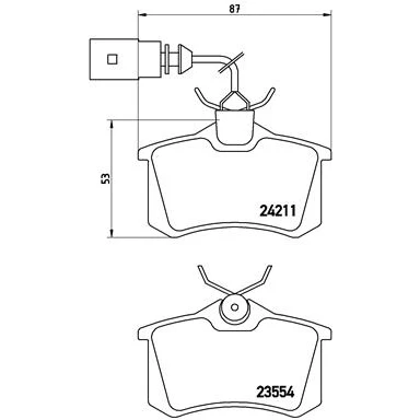 Imagen de BREMBO P 85 101 Juego de pastillas freno con contacto avisador desgaste tornillos pinza sin accesorios AUDI: A4 B5 Avant
