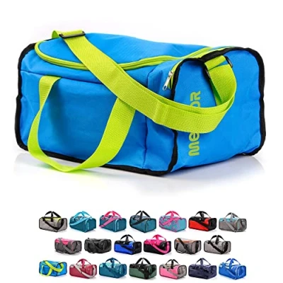 Imagen de Bolsa de Deporte Gimnasio Fitness Viaje Vacaciones Deportiva Bolso Universal con Bandolera plegada Ideal para jóvenes y Adultos, Hombre Mujer 20L 40L (Azul/verde2, 20 L)