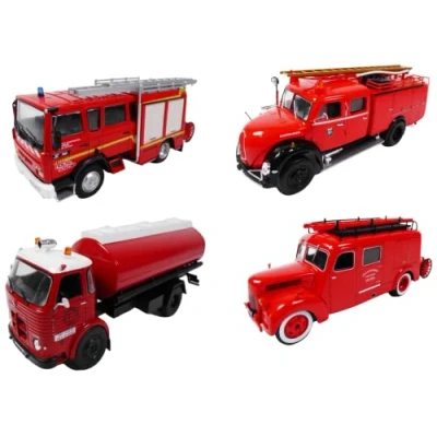 Imagen de OPO 10 Set de 4 Camiones Bomberos 1/43 compatibles con MAGIRUS DEUTZ + Renault Vi S 180 Ford F798 T Pegaso Comet 1095 / P01+P02+P09+P12