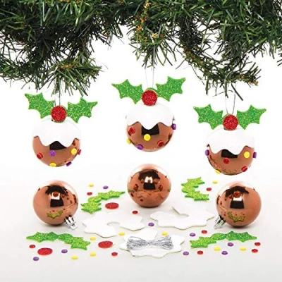 Imagen de Baker Ross AT231 Juego de bolas pudín Navidad (paquete 6) artes y manualidades festivas, varios