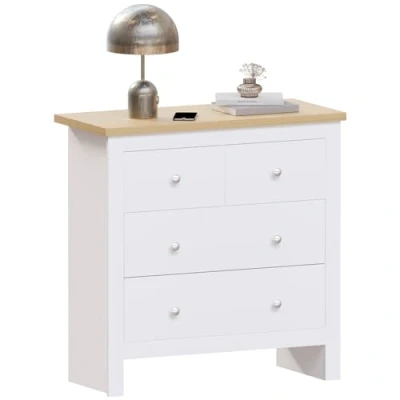 Imagen de Marca Amazon Vida Designs Arlington Cómoda de 2 + cajones, Madera ingeniería, White, H 81 x W 79 D 35 Cm