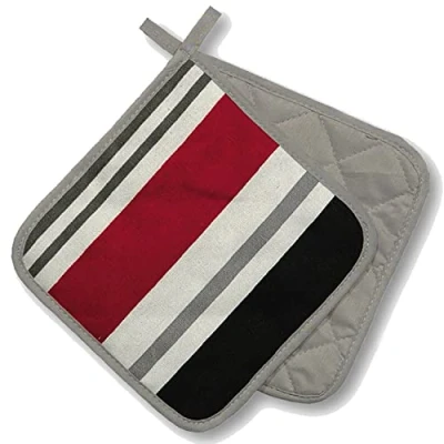 Imagen de Manoplas Kitchen a rayas, gris, 2 piezas, categoría II de PSA hasta 250 C, producto probado y certificado