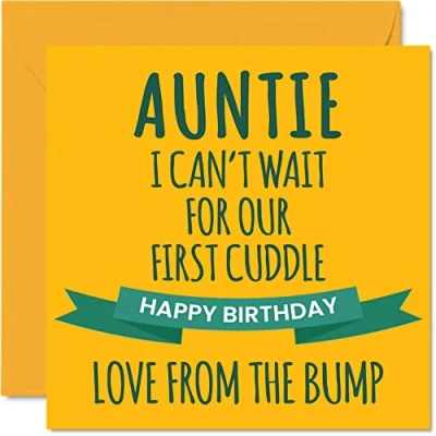 Imagen de Divertidas tarjetas de cumpleaños para tía, primer abrazo, tarjeta feliz tía Bump, regalos 145 x mm, felicitación especiales