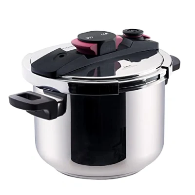 Imagen de Taurus Great Moments Superrapid 6L Olla a presión super rápida, 6L, válvula descarga regulable, apertura fácil, ahorro energético, 5 sistemas de seguridad, libre PFOA, para todo tipo fuegos
