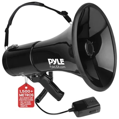 Imagen de Pyle Megaphone Speaker Megáfono Profesional dinámico, Unisex, Negro, 1