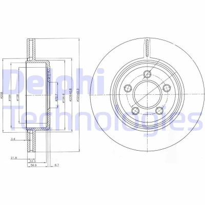 Imagen de DELPHI BG4073 Disco de freno 320 22 5 ventilado aceitado sin procesar cojinete rueda, anillo sensor ABS CHRYSLER: 300C Berlina, Touring