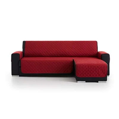 Imagen de S &amp; T Funda Cubre Sofá Chaise Longue Acolchado Antiácaros Protector Manchas Fabricado en España Poliéster 100% (Chaise 280, Rojo)