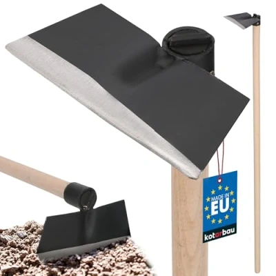 Imagen de KOTARBAU® azada de jardín con forma trapezoidal mango madera, 115 cm, para malas hierbas, herramienta trasplantar, deshierbe, cuidado del jardín, accesorios