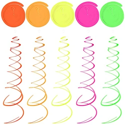 Imagen de Jinlaili 10 Pz Serpentinas en Espiral, Fluorescente Remolinos Colgantes para Fiestas, Decoraciones Remolino de Papel, Techo per Fiesta Cumpleaños, Bodas, Navidad, Multicolor