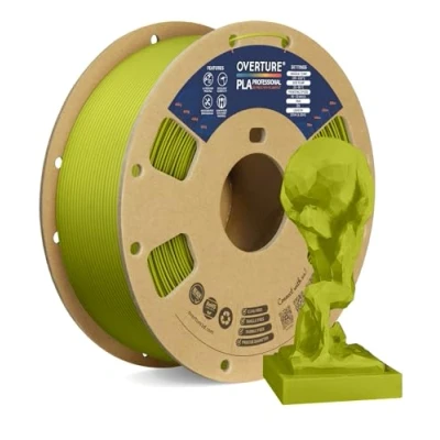 Imagen de OVERTURE PLA Plus (PLA+) Filamento 1,75 mm Dureza Profesional Rollo Mejorado, Premium 1 kg (2,2 libras), Precisión Dimensional 99% Probabilidad +/ 0.02 (Verde Oliva)