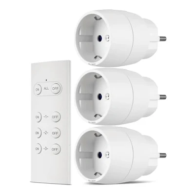 Imagen de REV 0085500103 Enchufe inalámbrico (3 enchufes con Mando a Distancia, hasta 30 m, 3680 W/St), Color Blanco