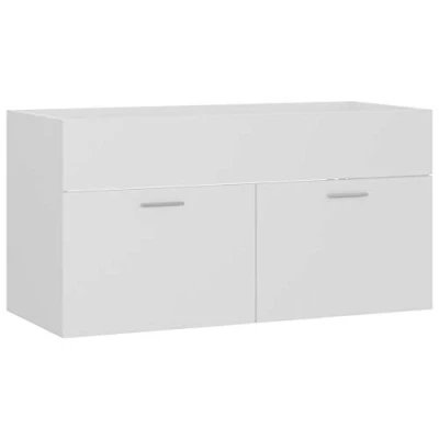 Imagen de vidaXL Armario para Lavabo Lavamanos Inodoro Aseo Muebles Mobiliario Almacenamiento Estante Robusto Estable Madera Contrachapada Blanco 90x38,5x46 cm