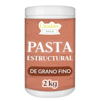 Imagen de Creative Deco Pasta Estructural de Grano Fino 2 kg Color Ladrillo para Proyectos Artísticos Pintura Acrílica Fácil Usar con Espátula Crear Efectos 3D, Estructuras, Texturas