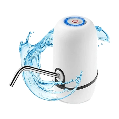 Imagen de Dispensador de agua NK Waterdis, Tubo acero inoxidable, USB, 1200mAh, Para botellas hasta 18.9 l, Blanco