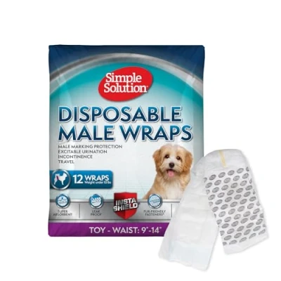 Imagen de Simple Solution Pañales Desechables para Perros Machos, Machos con Ajuste Super Absorbente a Prueba de Fugas, Micción Excitable, Incontinencia o Marcado Masculino