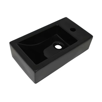 Imagen de vidaXL Lavabo Rectangular Cerámica Negro 46x25,5x12cm Lavamanos Lavatorio Baño