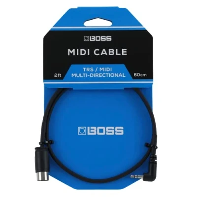 Imagen de BOSS BMIDI 2 35 60 cm Cable compacto de TRS 3,5 mm a MIDI 5 pines multidireccional Conectividad prémium para pedales
