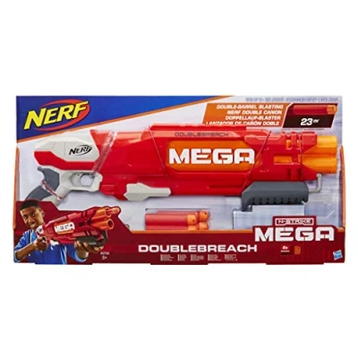 Imagen de Nerf Ner Mega Doublebreach Pistola Lanza Dardos, Color Gris, Naranja, Rojo, 55 cm (Hasbro B9789EU4)