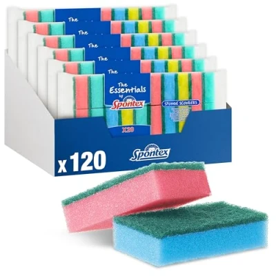 Imagen de Spontex Essentials Esponja estropajo 6 x Paquete de 20, total 120 unidades