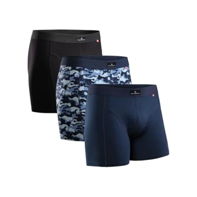 Imagen de DANISH ENDURANCE 3 Pack Calzoncillos Hombre Bóxer de Algodón Elástico, Ropa Interior Ultrasuave, Multicolor (1x Negro, 1x Camuflaje, Azul Marino), 4XL