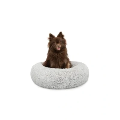 Imagen de lionto Cama Perros Redonda cojín Gatos sofá para Donut, (S) 40 cm Ø Gris Claro