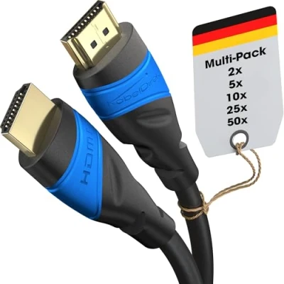 Imagen de KabelDirekt Cable HDMI 2.1 8K / 4K 2x 0,25m y más longitudes (0,15m22,5m) diseñado en Alemania Soporta 10K/8K@60Hz 4K@120Hz para TV, PC, PS5, Xbox, Switch