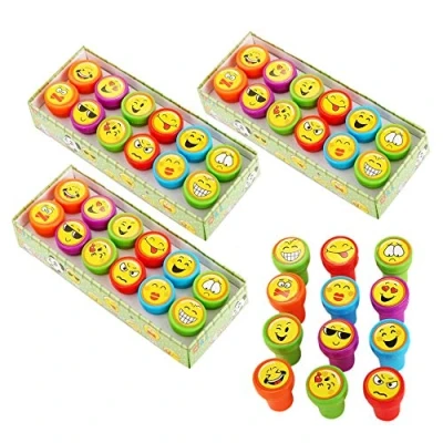 Imagen de JZK 36x Emoticon Emoji Sellos de Tinta para niños Sello Conjunto estampadora Auto entintadora favores Fiesta Gracias Regalo Relleno Bolsa