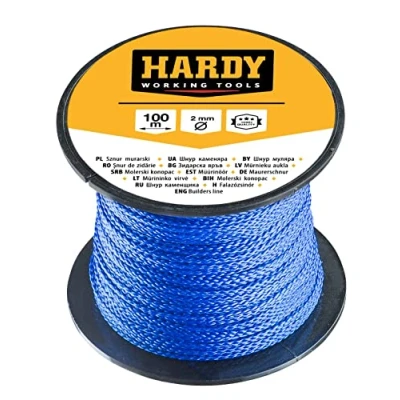 Imagen de HARDY Cuerda de Albañil Para Marcar Aplomos y Niveles Útil Trabajos Renovación Construcción Universal Resistente a Los Factores Mecánicos Atmosféricos Bobina 100 m Fi 2mm