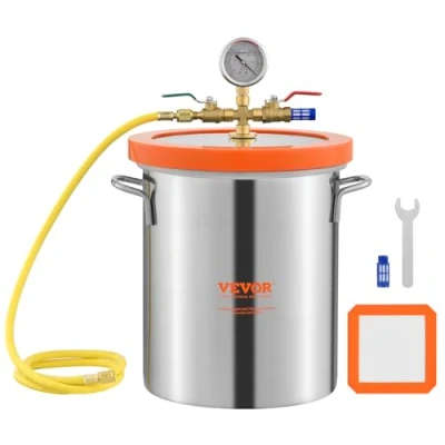 Imagen de VEVOR Cámara de Vacío 5 Gal 19 L Bomba Tapa Vidrio Templado Desgasificación Acero Inoxidable 304 Contenedor para Estabilización Madera Resina Silicona