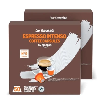 Imagen de by Amazon Espresso Intenso Cápsulas de café compatibles con Nespresso, Tueste oscuro, 50 unidad, Paquete 2 Certificado Rainforest Alliance