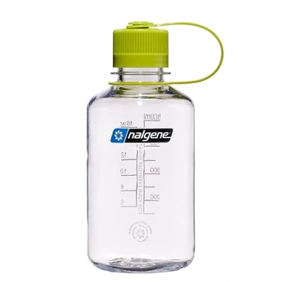 Imagen de Nalgene Sustain Tritan Botella de agua sin BPA hecha con material derivado del 50% residuos plástico, 16 onzas, boca estrecha, transparente