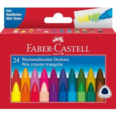 Imagen de Faber Castell 120024 Cera Triangular, Estuche de cartón 24 Unidades, Color Multicolor, (Paquete 1)