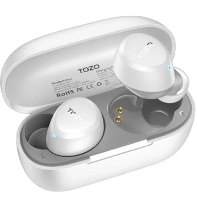 Imagen de TOZO A1 2024 Nuevo Auriculares Inalámbricos Bluetooth 5.3 con ORIGX Acústico 32H Reproducción EQ Ajuste Ultraligero USB Tipo C IPX5 Blanco