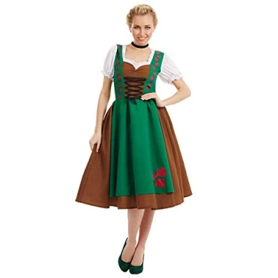 Imagen de Fun Shack Disfraz Tirolesa Mujer, Dirndl Mujer Oktoberfest, Vestido Oktoberfest Despedida Soltera Carnaval Talla L