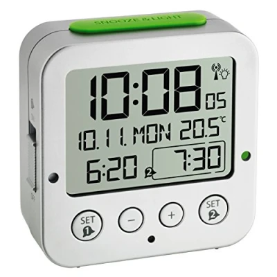 Imagen de TFA Dostmann 60.2528 Bingo Radio Despertador electrónico con 2 alarmas (Plata)