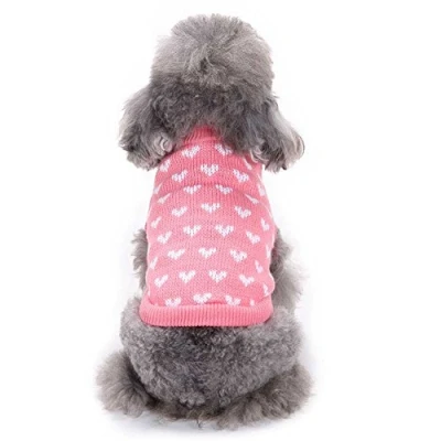 Imagen de Fossrn Ropa Perro Pequeño Pomerania Chihuahua Yorkshire Cuello Redondo Jersey de Corazón