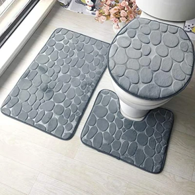 Imagen de ele ELEOPTION Alfombrilla de Baño Antideslizante, Alfombra Súper Absorbente Agua, Espuma Viscoelástica Cómoda y Transpirable (Gris A)